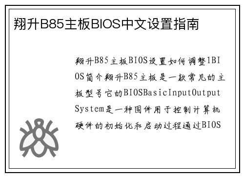 翔升B85主板BIOS中文设置指南